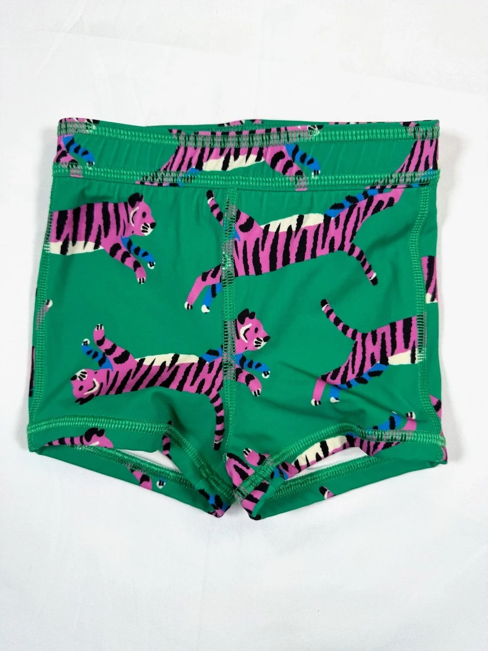 HANNA ANDERSSON Green Pink Tiger Print Swim Trunks 6-12 Months Recycled Nylon